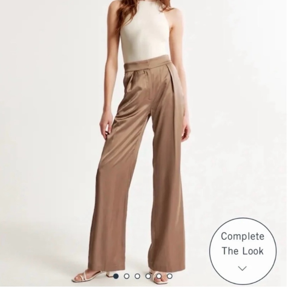 Abercrombie Satin Tailored Wide Leg Pant 24L